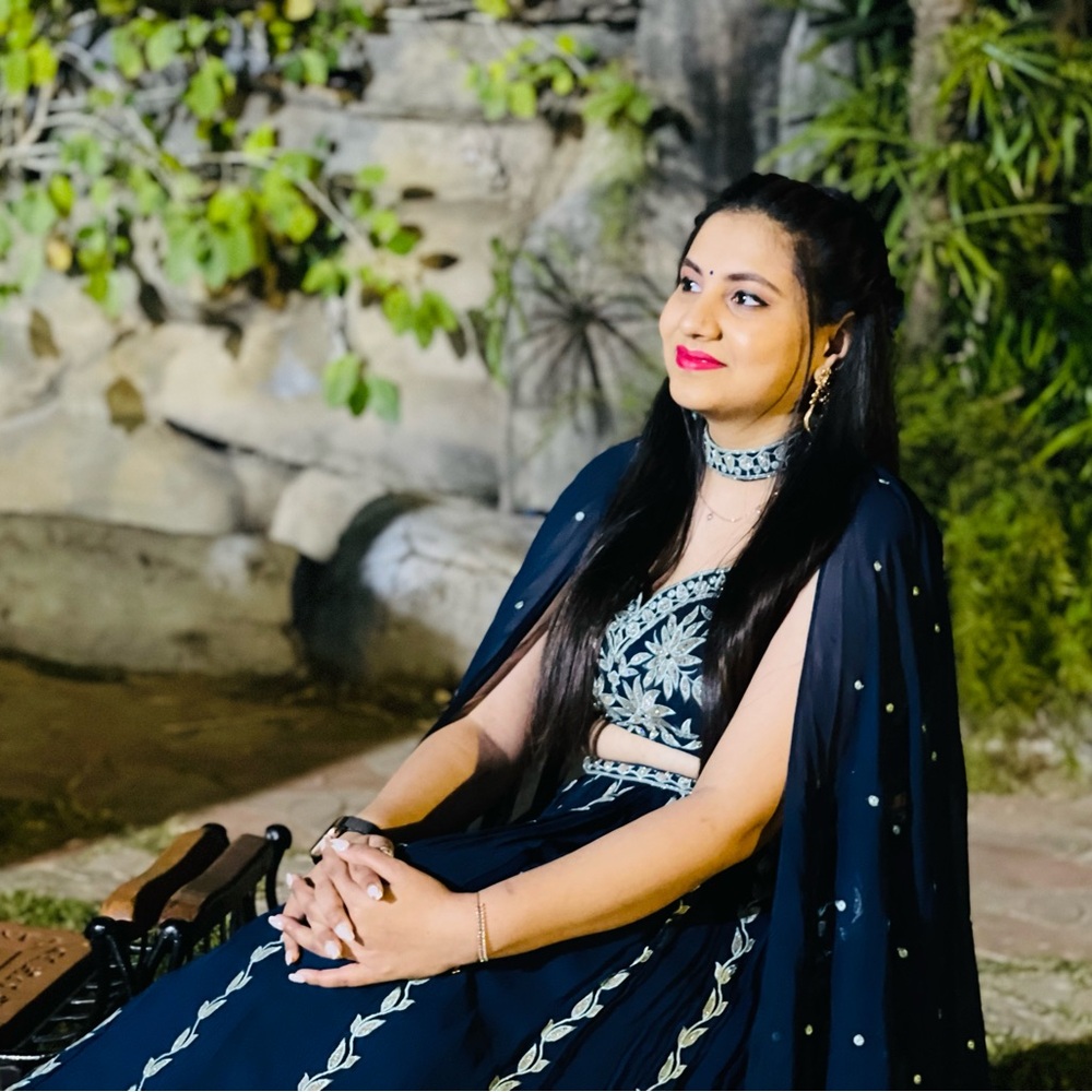 Elegant Navy Blue Lehenga with Embroidered Details